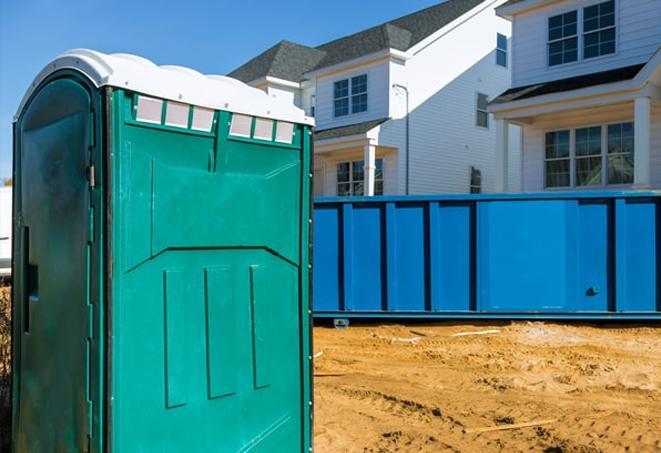 porta potties at a construction site facilities for workers and a cleaner work environment